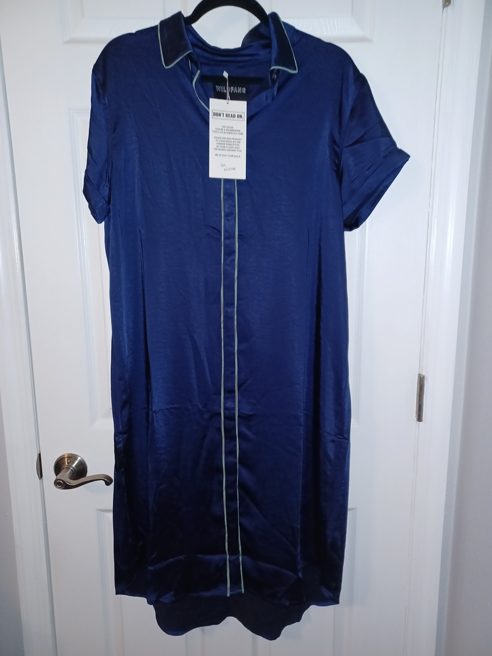 Wildfang The Empower Satin Shirt Dress. 